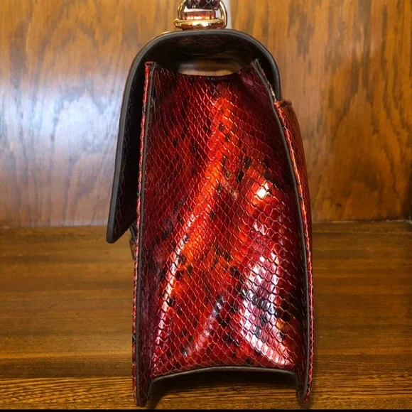 NWT-Brahmin-Mini Francine Satchel-Crimson Rosebay-Crossbody Strap-Dust Bag-$345 - Picture 5 of 16